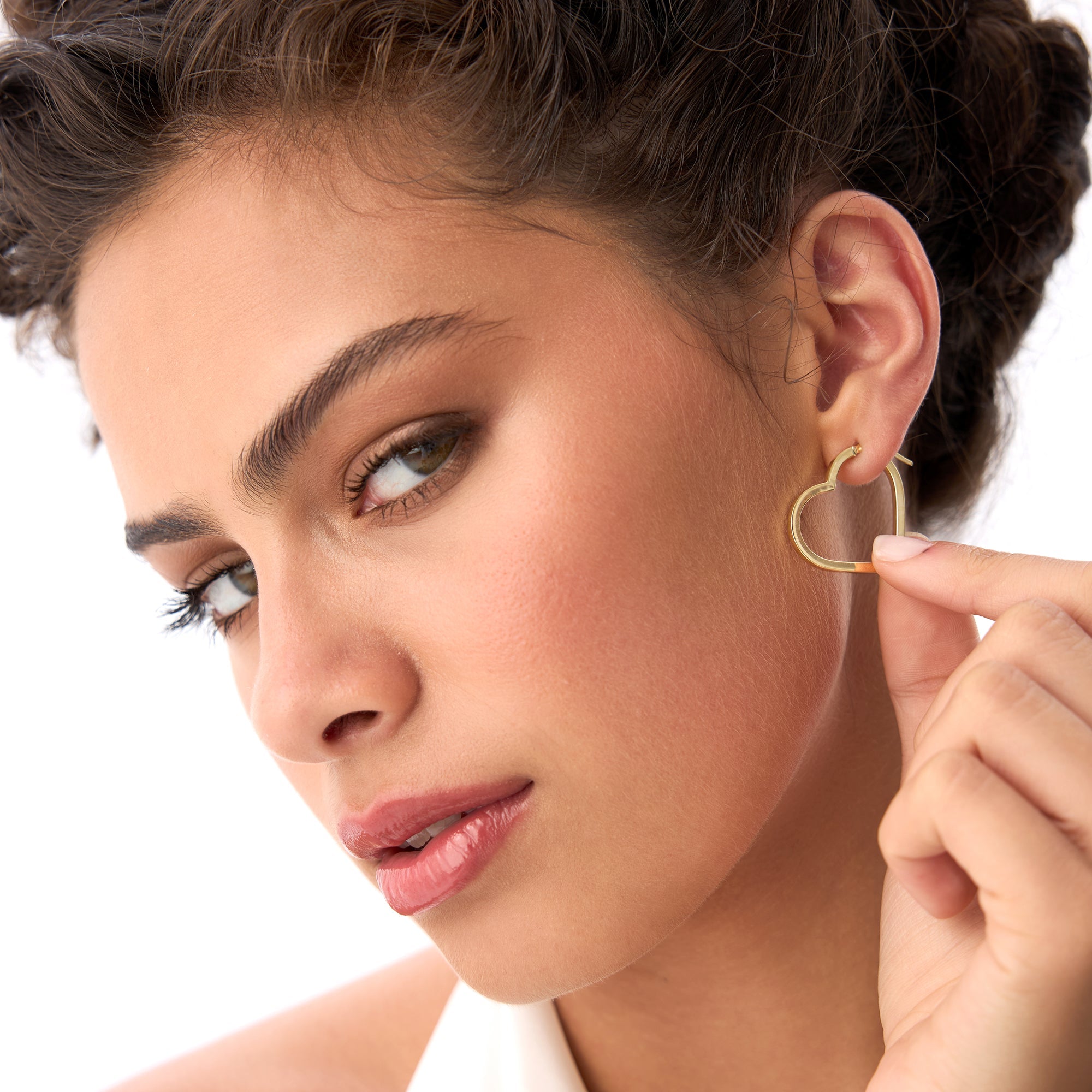 OBFJ0535 - 14K Heart Hoop Earrings 7
