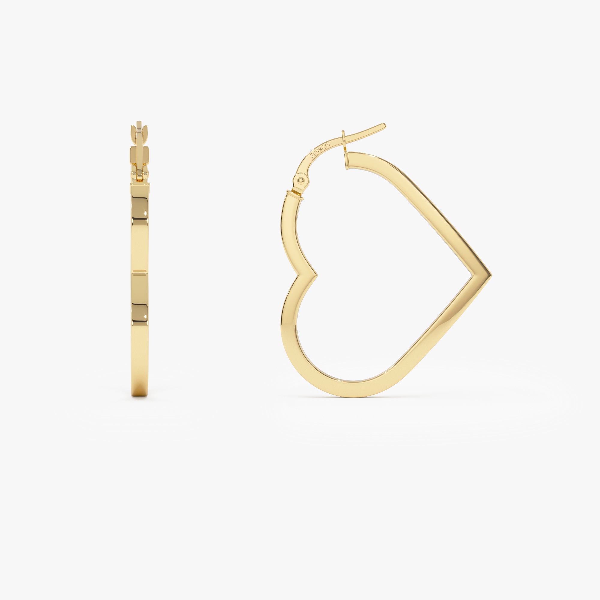 OBFJ0535 - 14K Heart Hoop Earrings 10