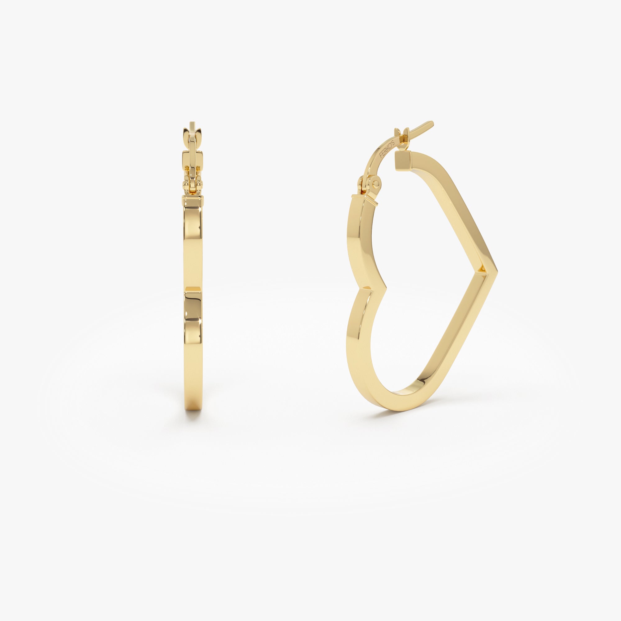 OBFJ0535 - 14K Heart Hoop Earrings 1