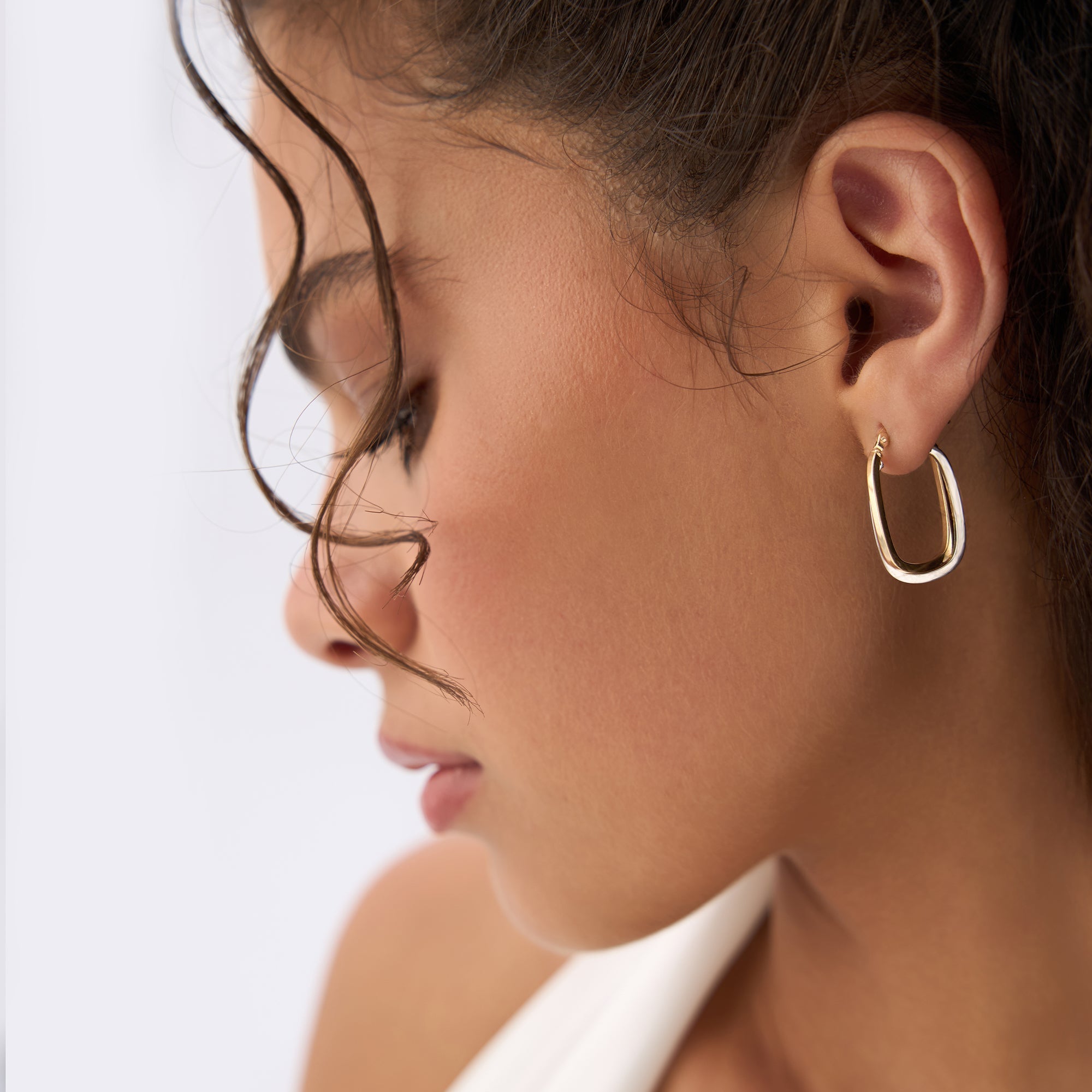OBFJ0323 - 14k Mixed Metal Gold Hoop Earrings 15MM 3