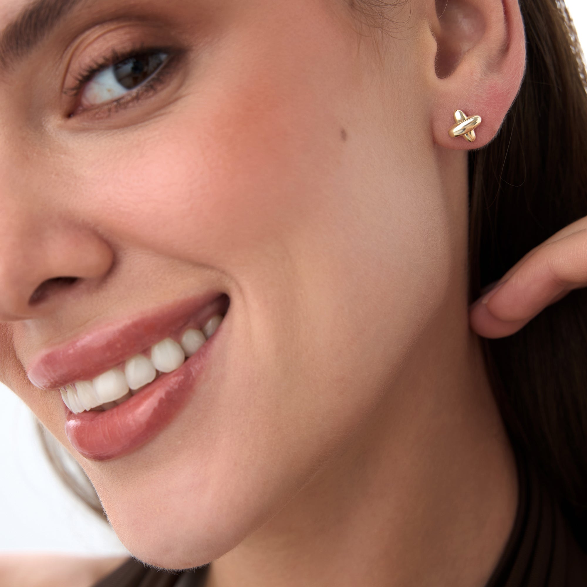 OBFJ0514 - 14K Gold X Stud Earrings 2
