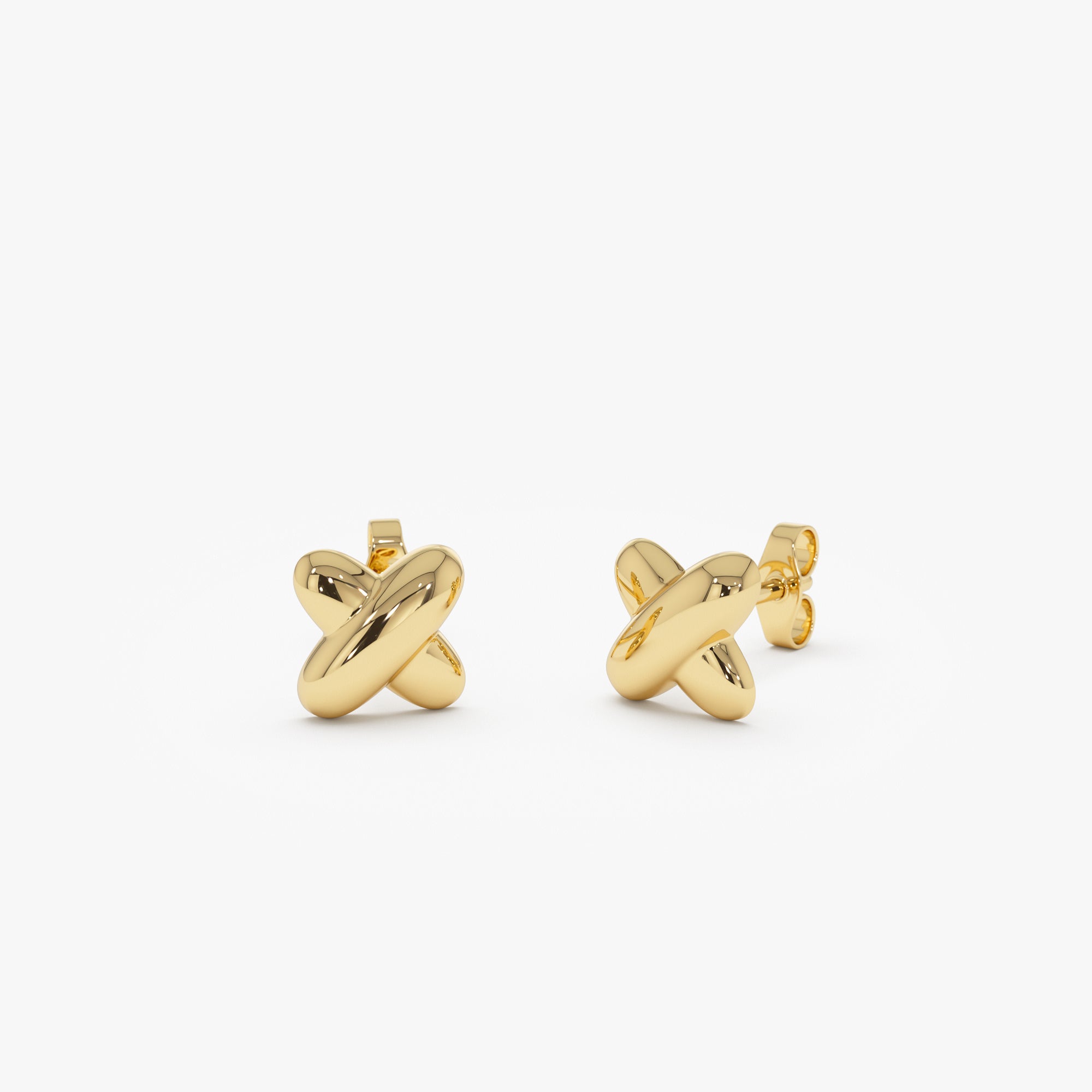 OBFJ0514 - 14K Gold X Stud Earrings 8
