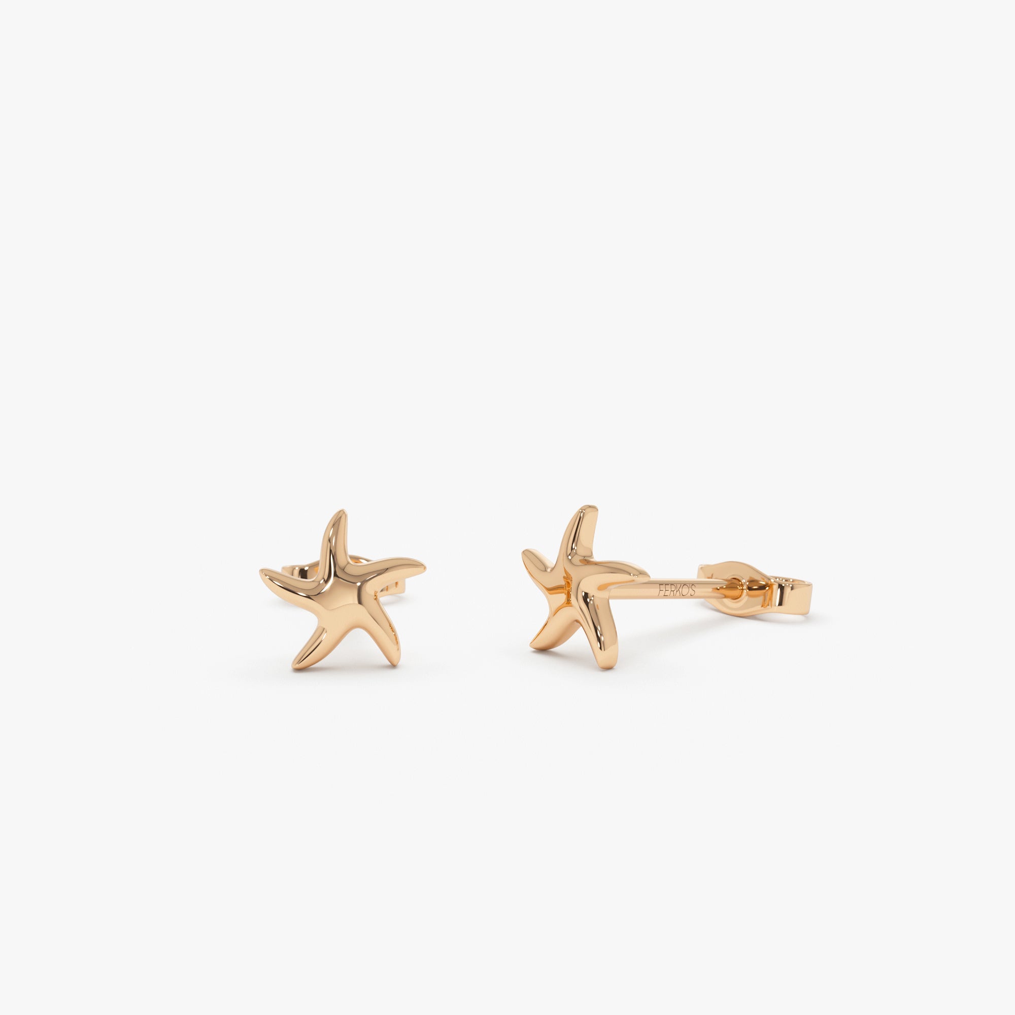 OBFJ0448 - 14K Gold Starfish Stud Earrings 5