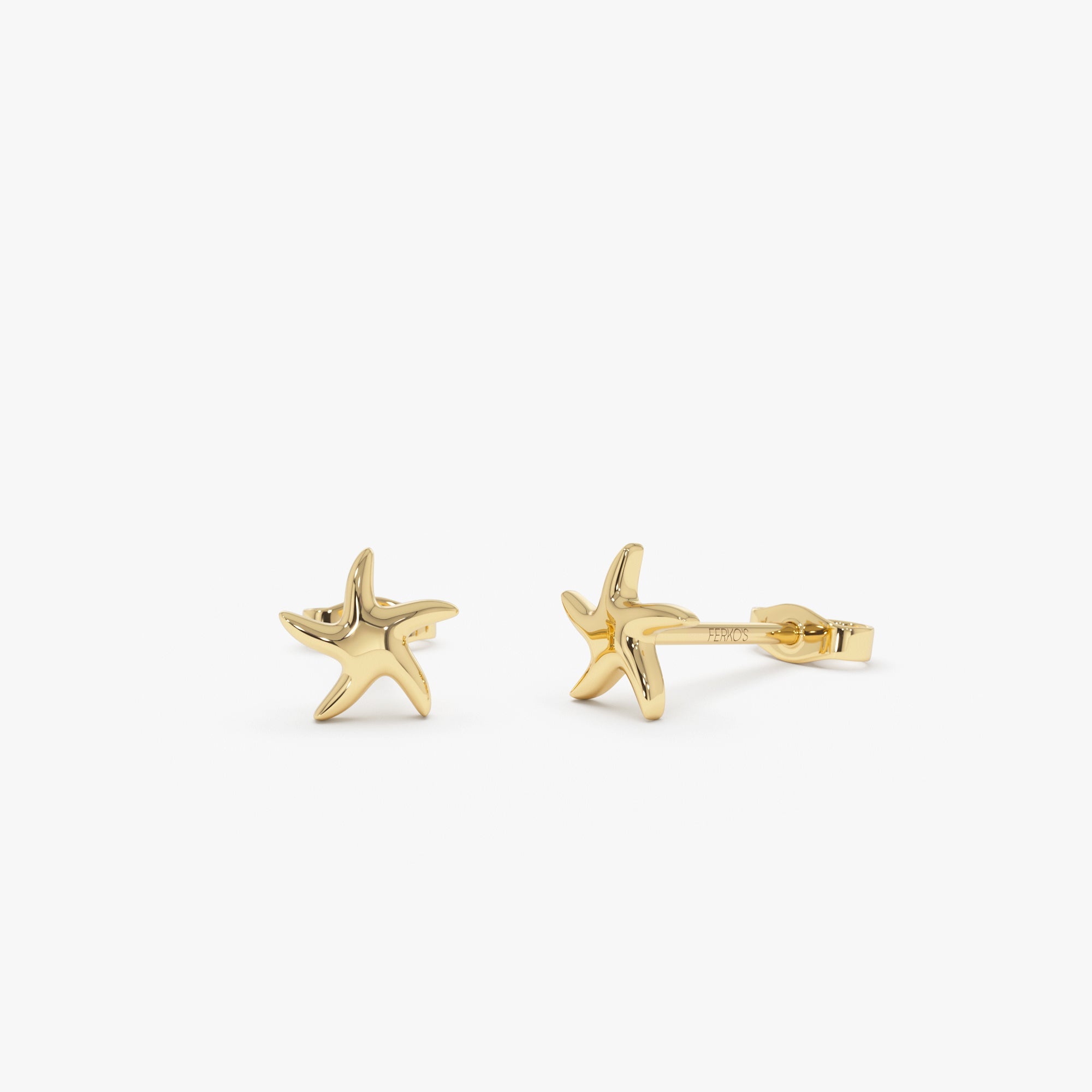 OBFJ0448 - 14K Gold Starfish Stud Earrings 1