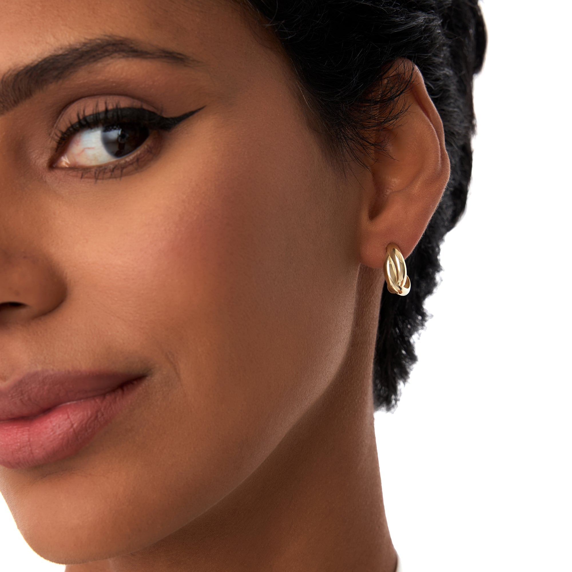 OBFJ0449 - 14K Gold Chunky Twisted Hoop Earrings 2