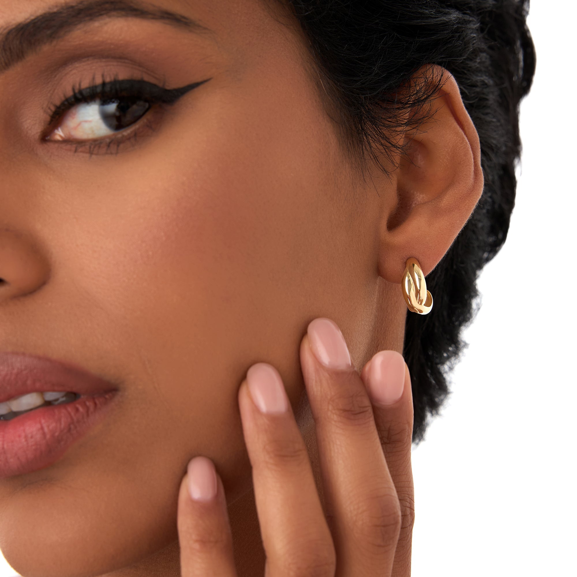OBFJ0449 - 14K Gold Chunky Twisted Hoop Earrings 3