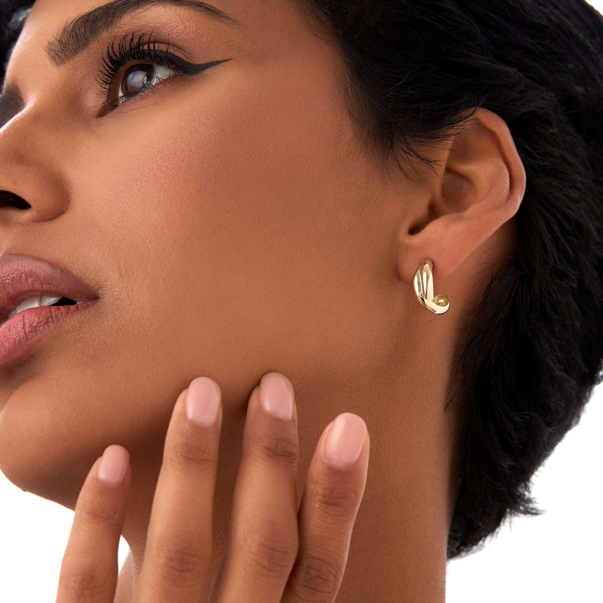 OBFJ0449 - 14K Gold Chunky Twisted Hoop Earrings 4