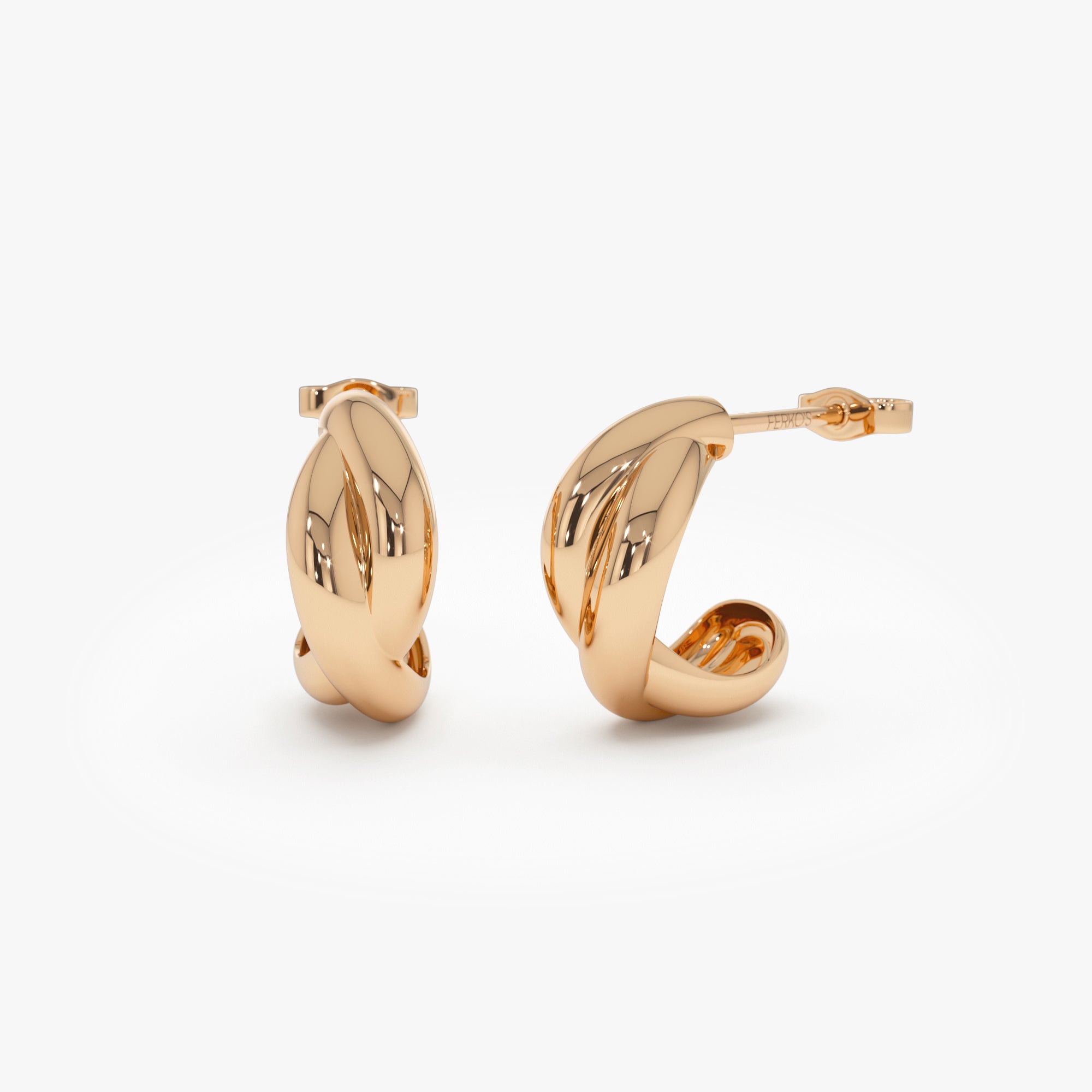 OBFJ0449 - 14K Gold Chunky Twisted Hoop Earrings 6