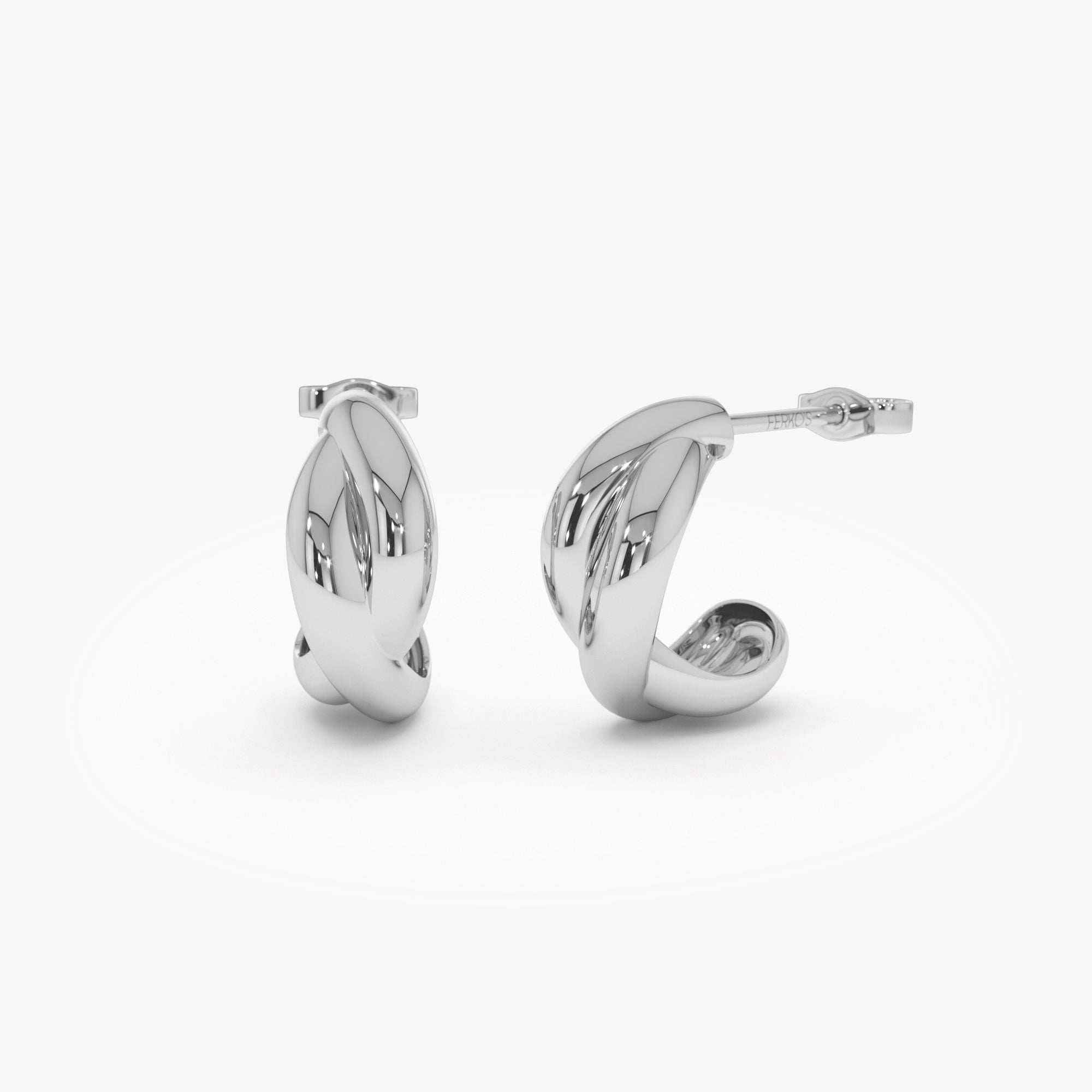OBFJ0449 - 14K Gold Chunky Twisted Hoop Earrings 5