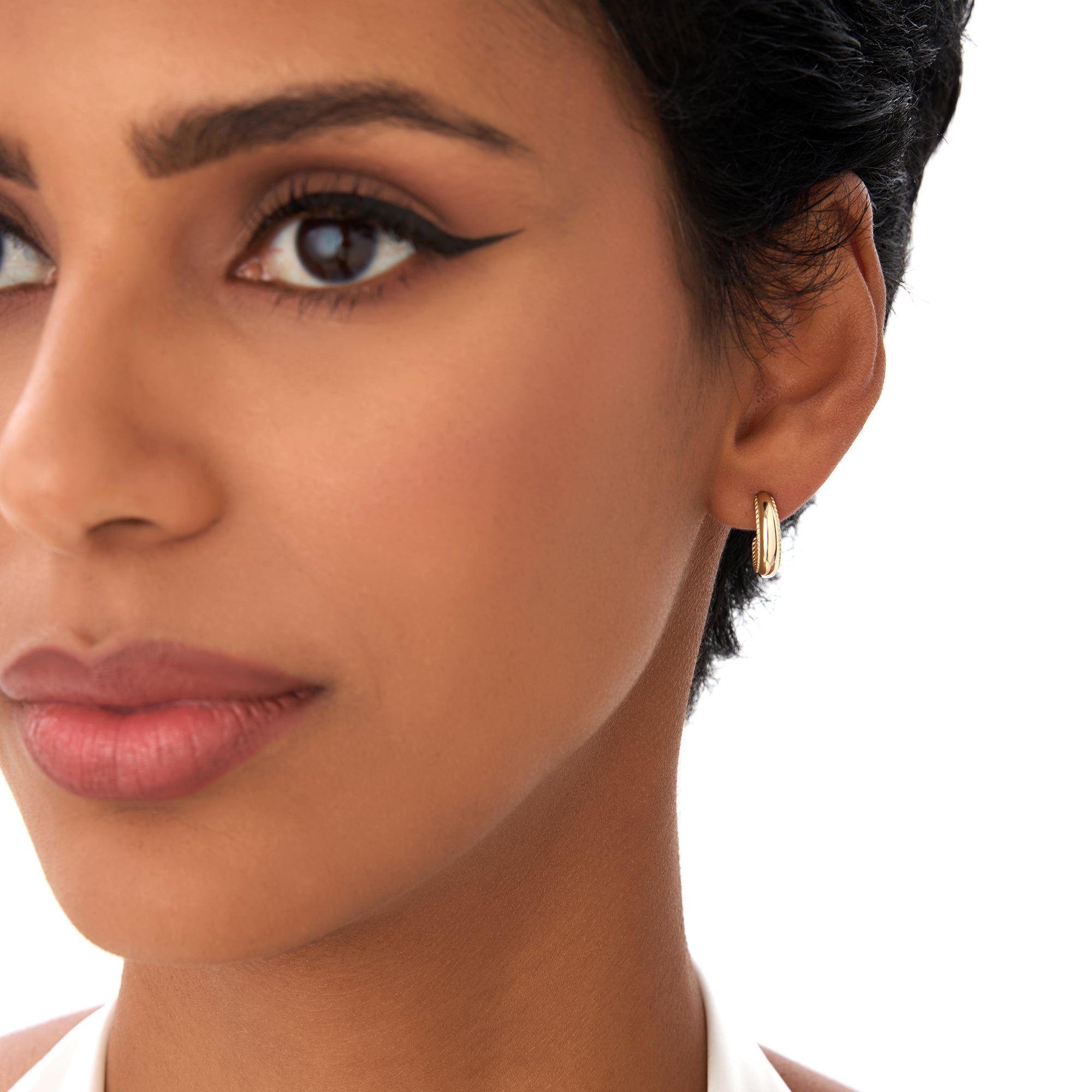 OBFJ0427 - 14k Gold Rope Edge Hoop Earrings 4