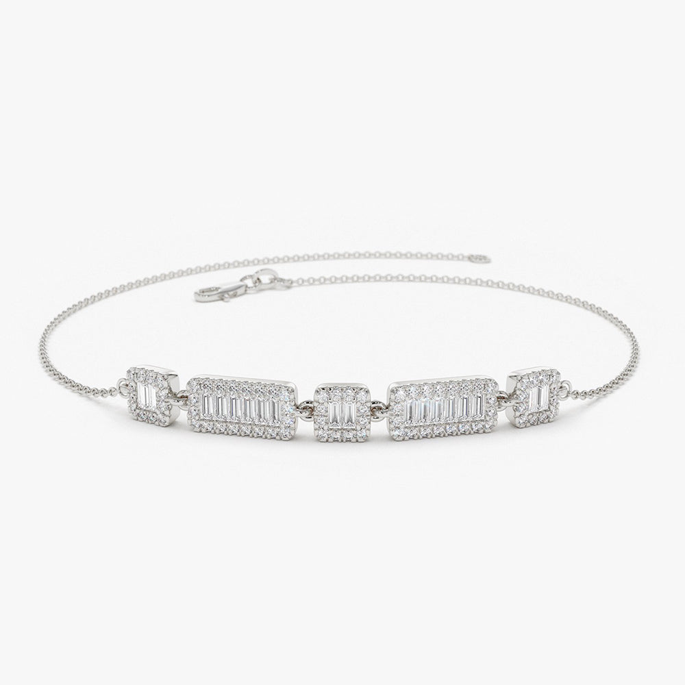 OBFJ1970 - Baguette and Round Diamond Bracelet bracelets in selectable metal and diamond options - Roselle Jewelry view 7
