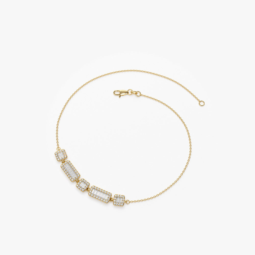 OBFJ1970 - Baguette and Round Diamond Bracelet bracelets in selectable metal and diamond options - Roselle Jewelry view 8