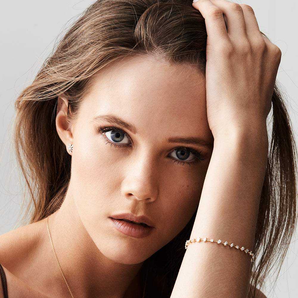 OBFJ2096 - Multi-Shape Slant Diamond Bracelet bracelets in selectable metal and diamond options - Roselle Jewelry view 4