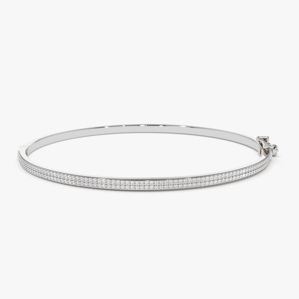 OBFJ1521 - 14k Two Row Pave Diamond Bangle Bracelet 6