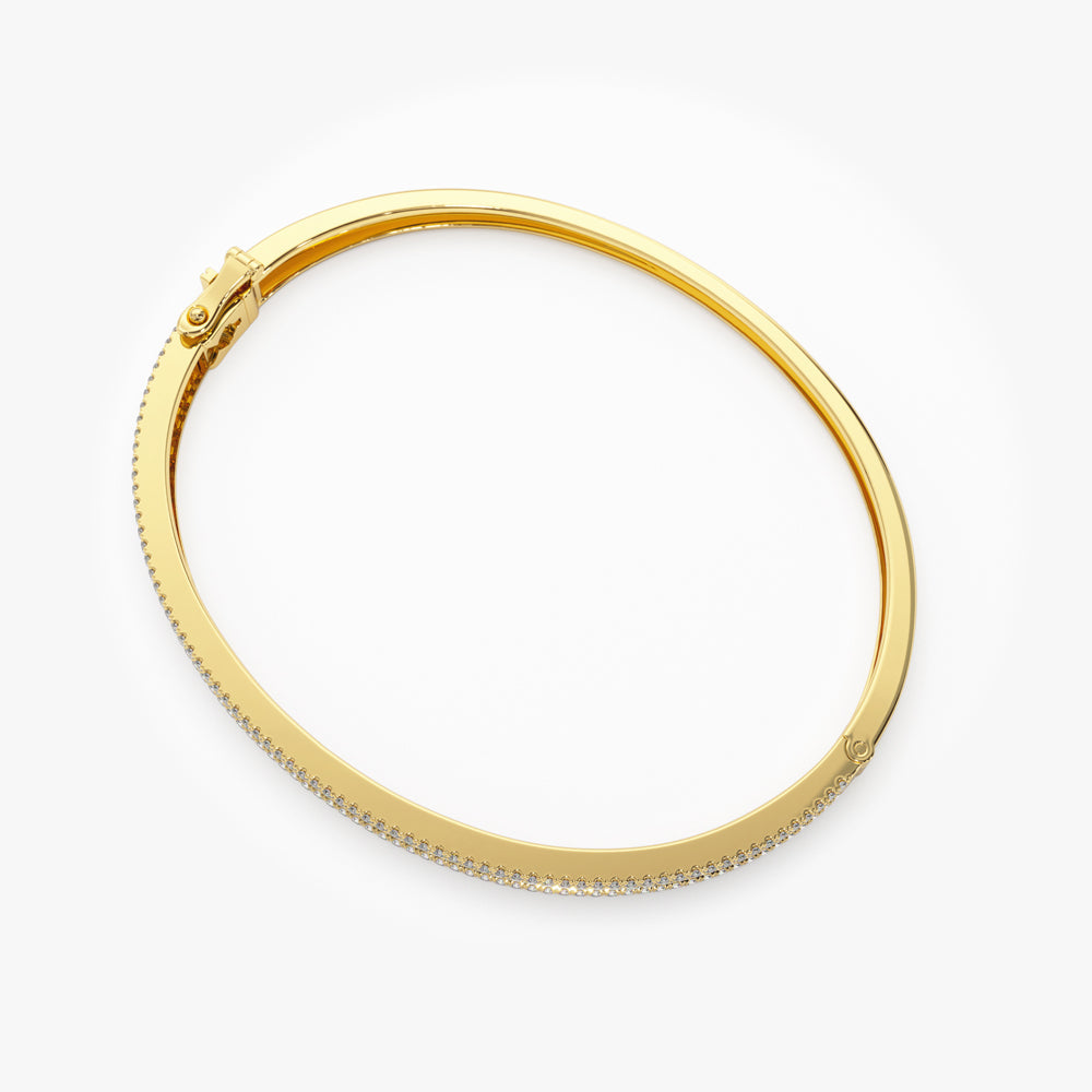 OBFJ1520 - 14k Half Eternity Baguette and Round Diamond Bangle 8