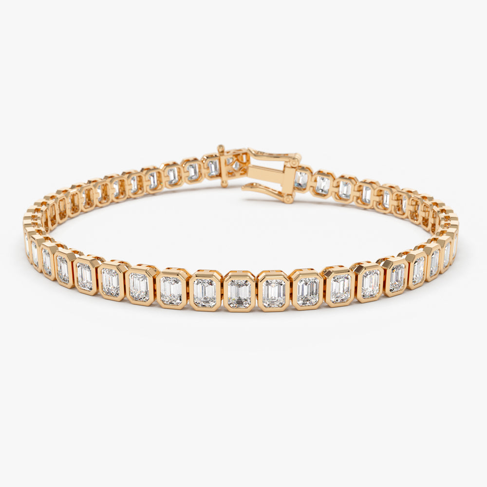 OBFJ0347 - 5.75 ctw 14k Lab Grown Emerald Cut Diamond Tennis Bracelet - Jenna 5