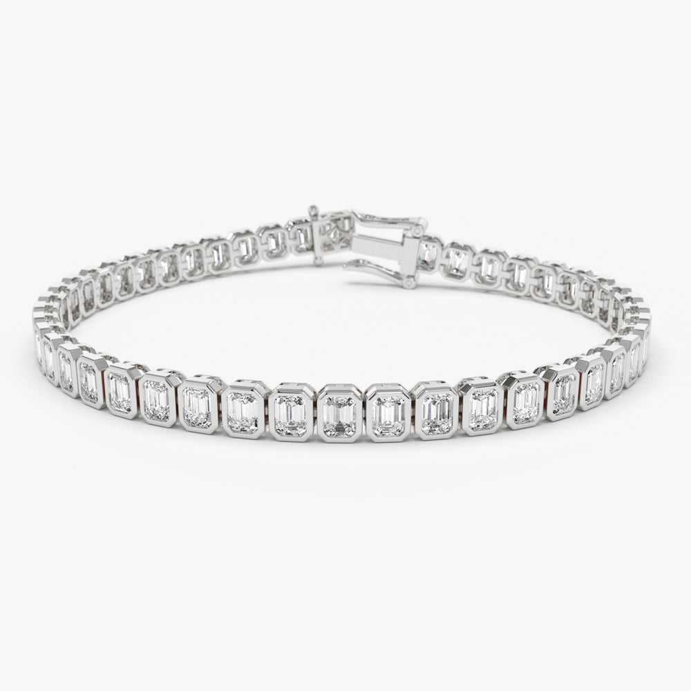 OBFJ0347 - 5.75 ctw 14k Lab Grown Emerald Cut Diamond Tennis Bracelet - Jenna 6
