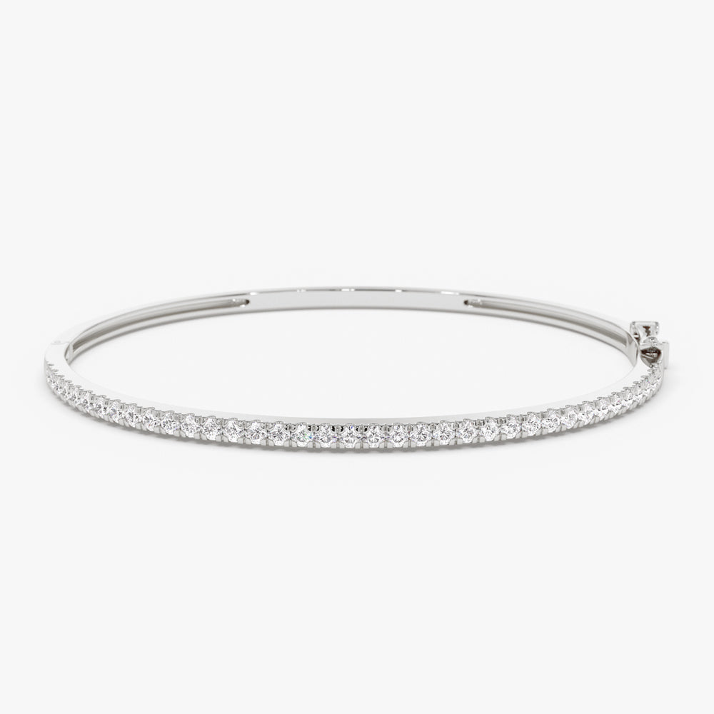 OBFJ1516 - 14k Stacking Micro Pave Diamond Bangle 0.90 ctw 5