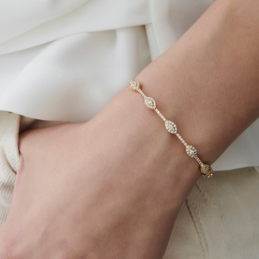OBFJ1518 - 14k Marquise Shape Round Diamond Bangle Bracelet 2