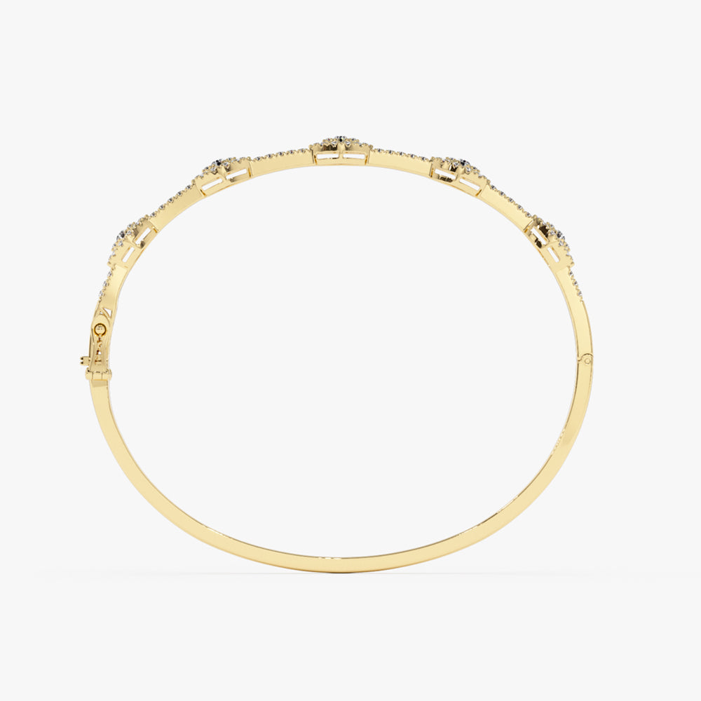 OBFJ1518 - 14k Marquise Shape Round Diamond Bangle Bracelet 8