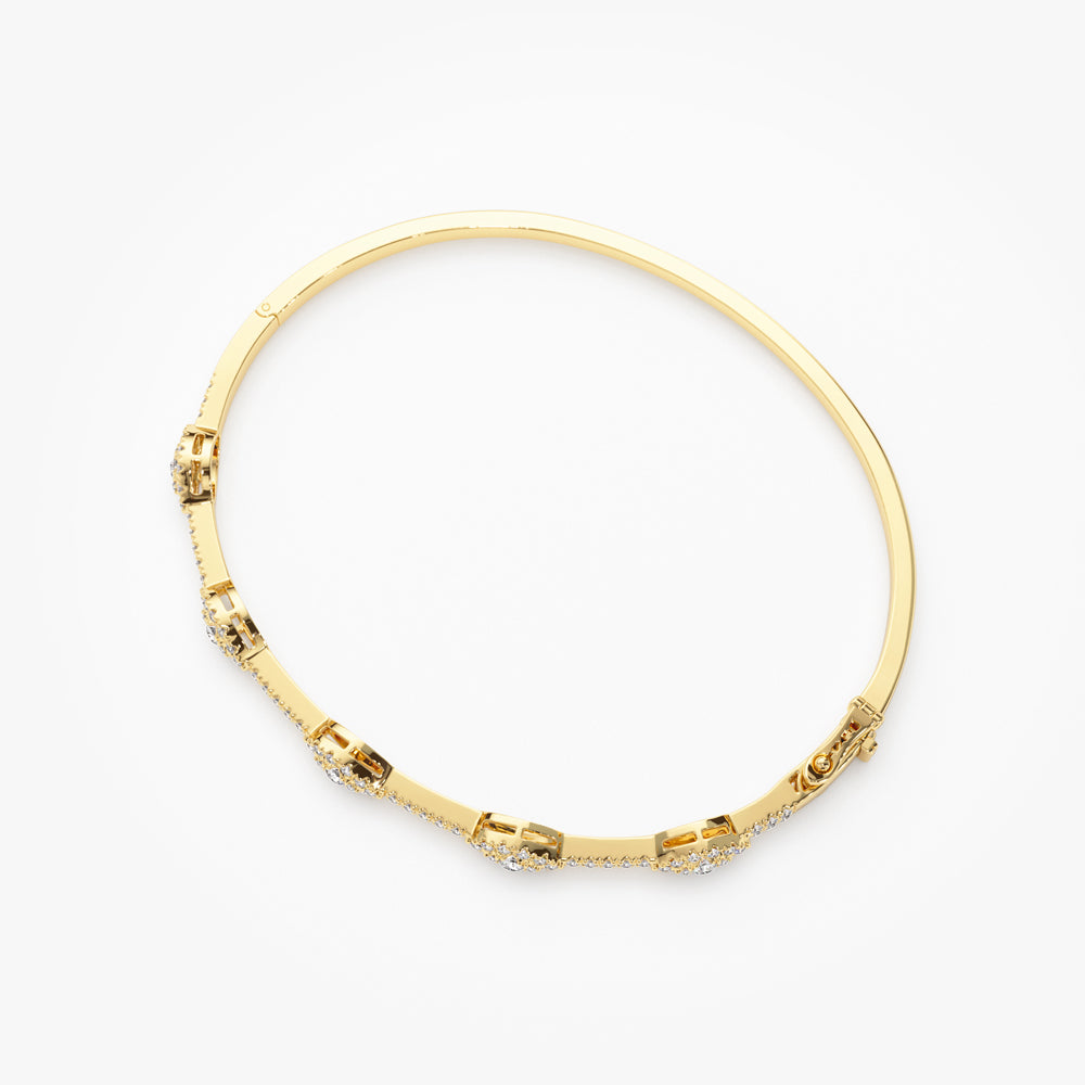 OBFJ1518 - 14k Marquise Shape Round Diamond Bangle Bracelet 9