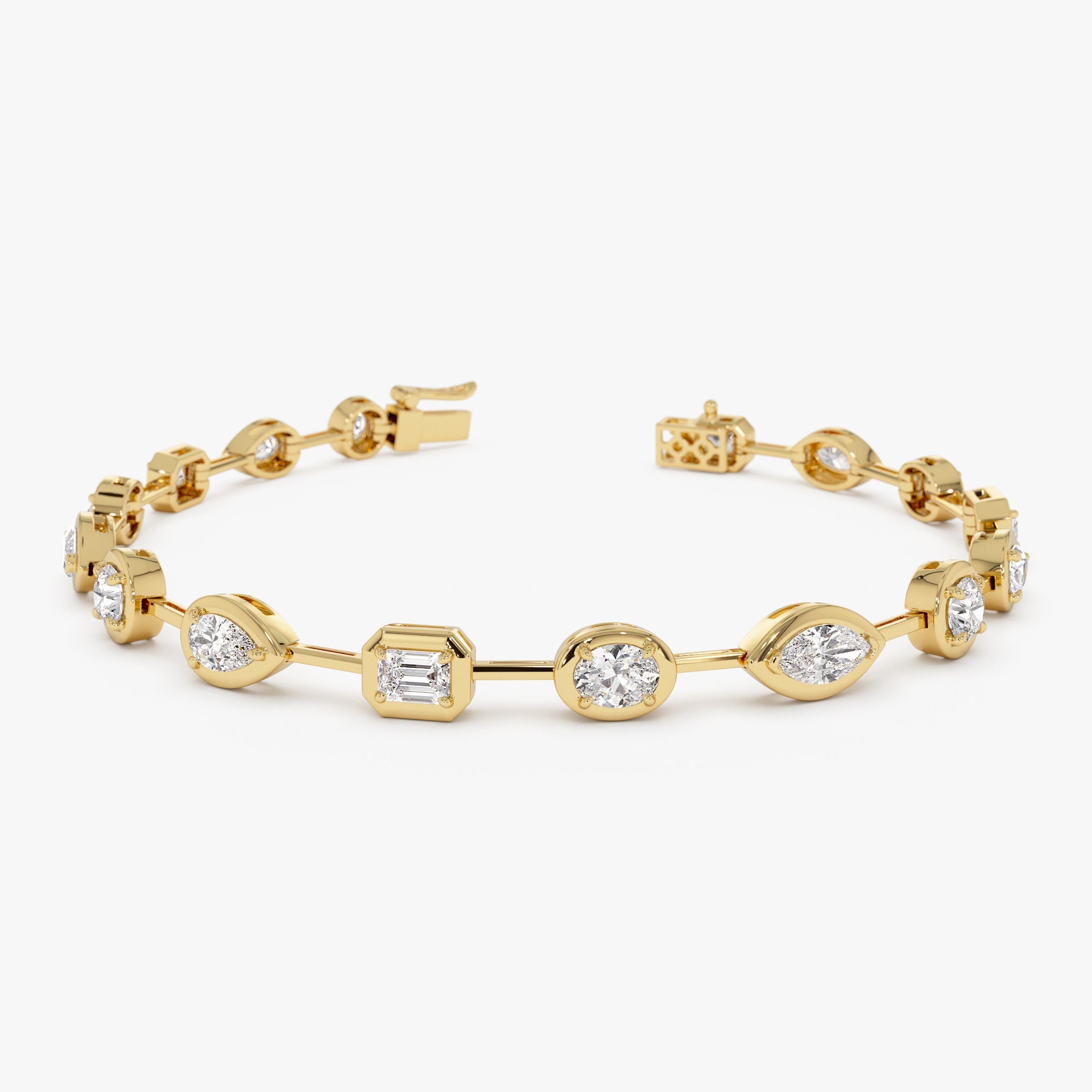 OBFJ1039 - 3.25 ctw 14k Mixed Cut Lab Grown Diamond Bar Bracelet - Kimberly 1