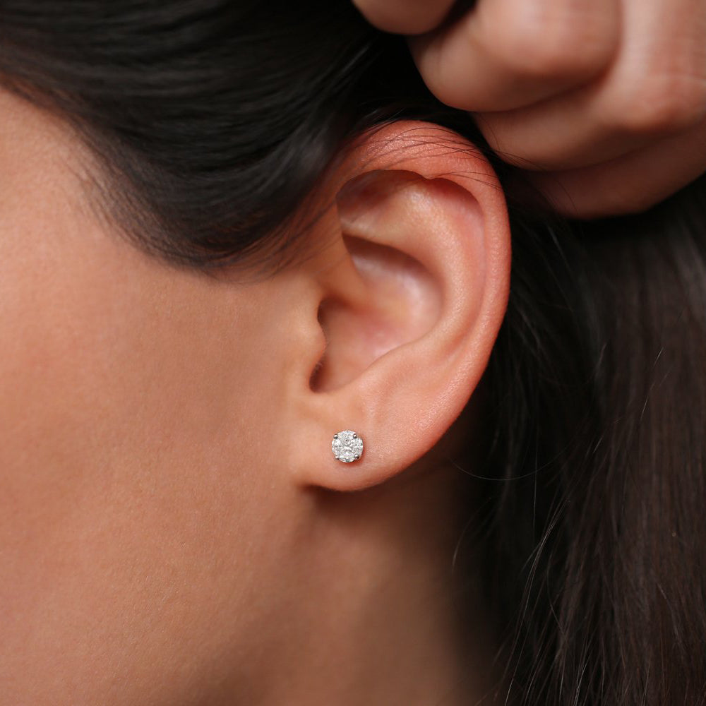 OBFJ0147 - 14k Rose 5MM Illusion Setting Diamond Studs 3