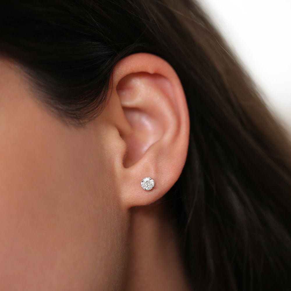 OBFJ0147 - 14k Rose 5MM Illusion Setting Diamond Studs 4