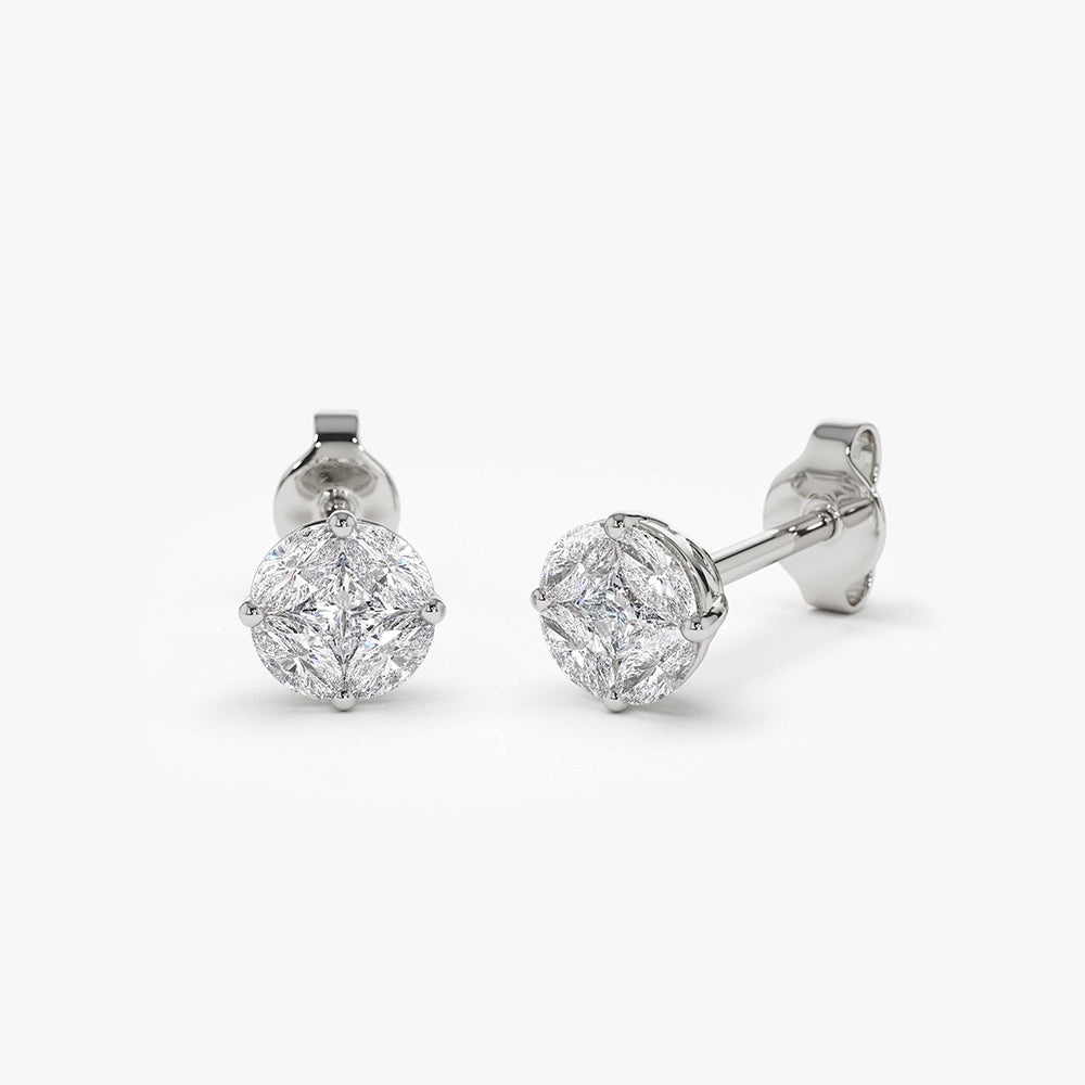 OBFJ1929 - 14k 5MM Illusion Setting Diamond Studs 6