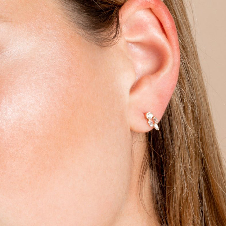 OBFJ1968 - 14k Unique Baguette Diamond Earrings 5