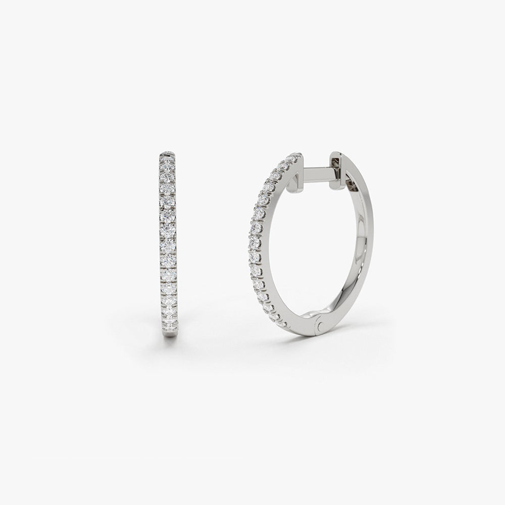 OBFJ1982 - 14k Medium Diamond Hoop Earrings 6