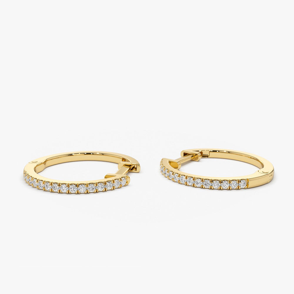 OBFJ1982 - 14k Medium Diamond Hoop Earrings 9