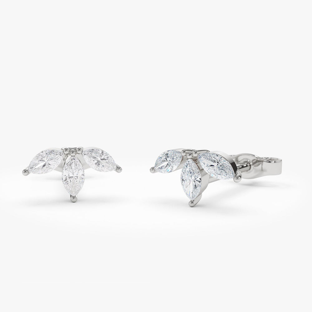 OBFJ2038 - 14k Marquise Crown Stud Earrings 6