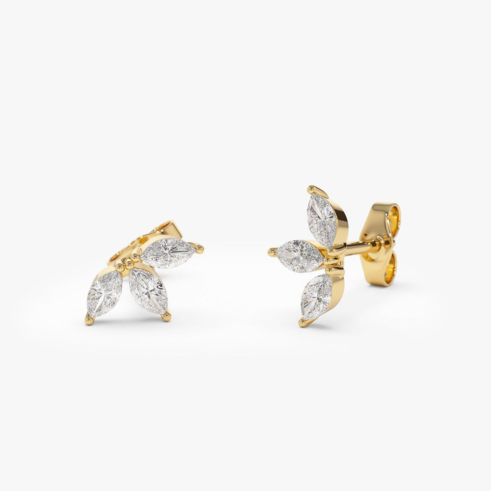 OBFJ2038 - 14k Marquise Crown Stud Earrings 7