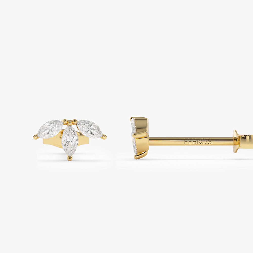OBFJ2038 - 14k Marquise Crown Stud Earrings 8