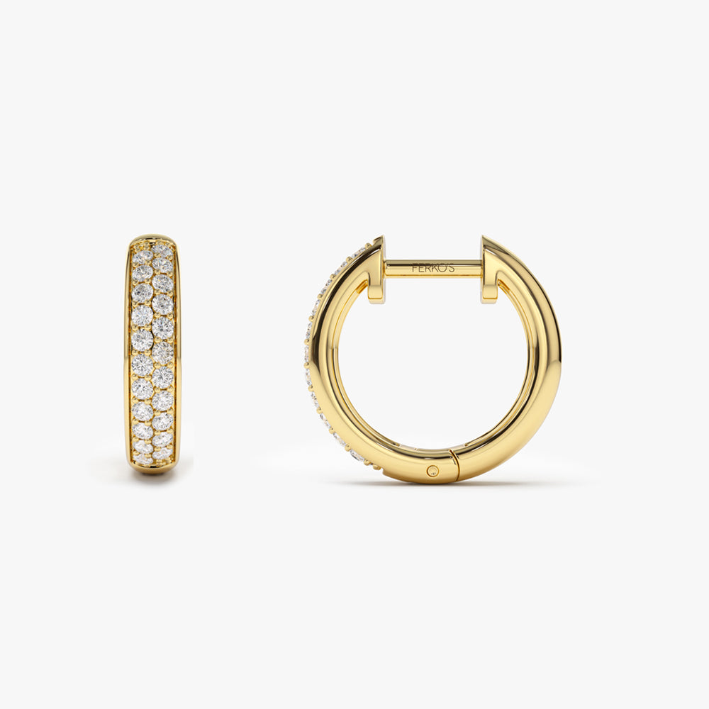 OBFJ2123 - 14k Double Row Micro Pave Petite Diamond Hoops 6