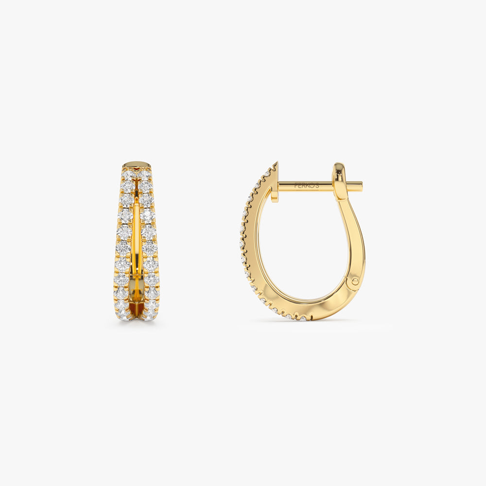 OBFJ2120 - 14k Double Hoop Diamond Earrings 6