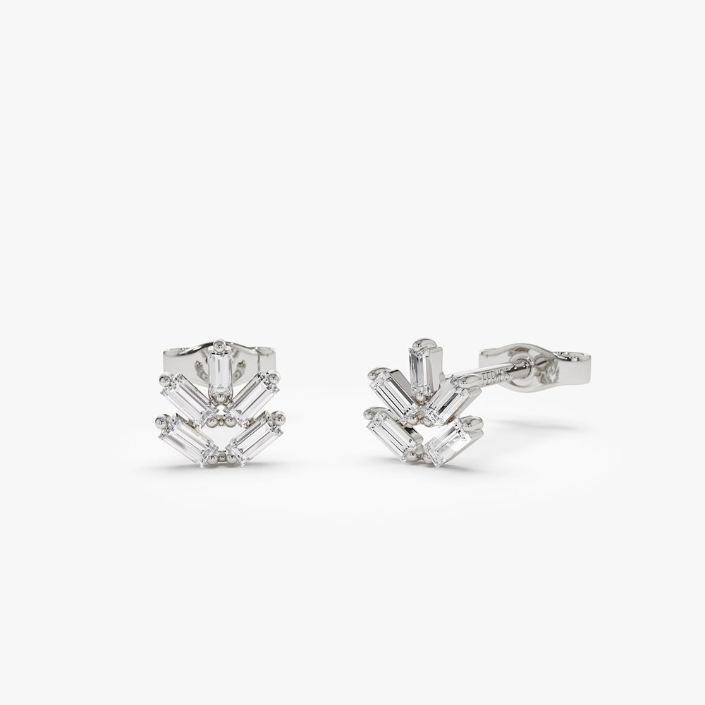 OBFJ2142 - 14k Dainty Minimal Baguette Diamond Studs 6