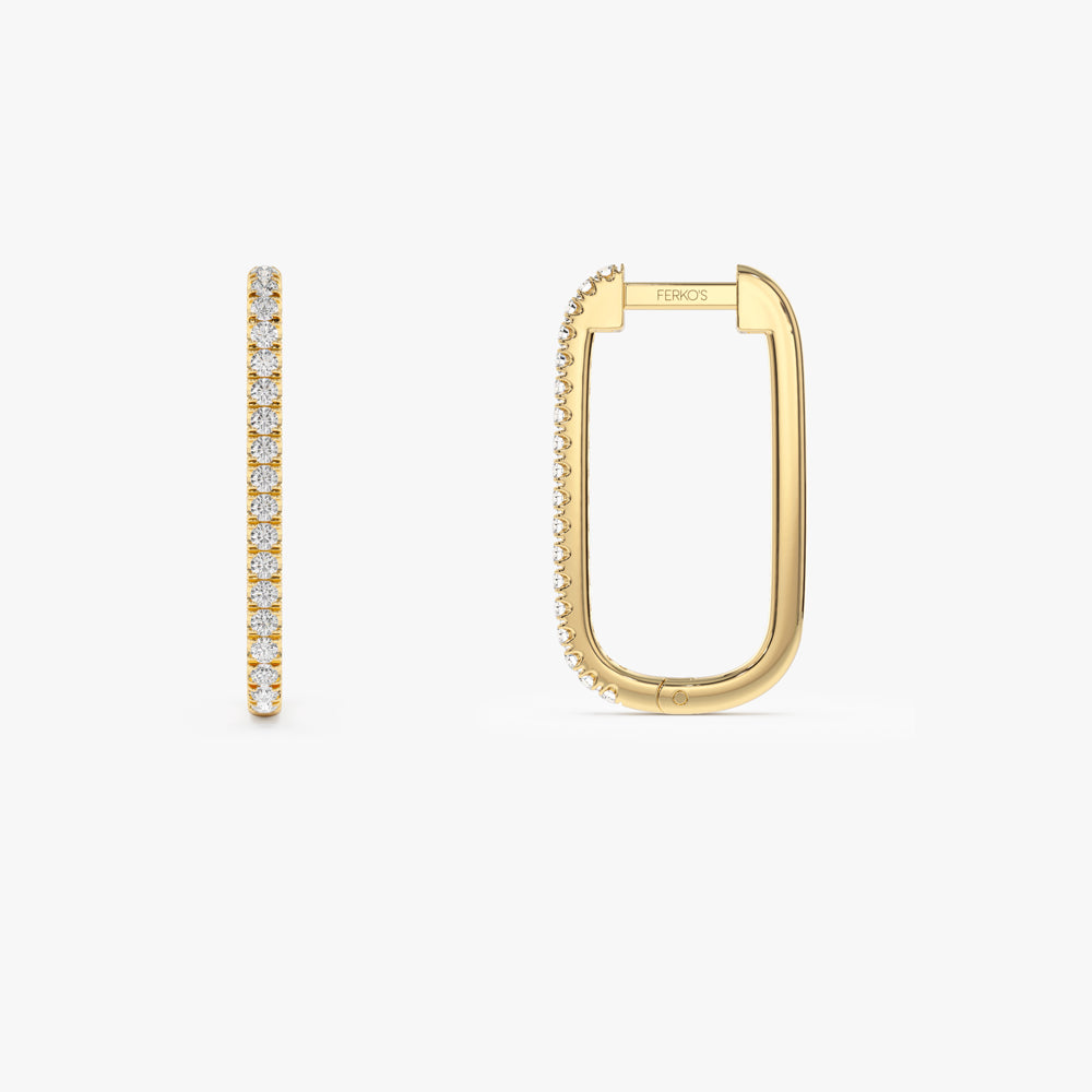 OBFJ2114 - 14k Paperclip Diamond Hoop Earrings 8