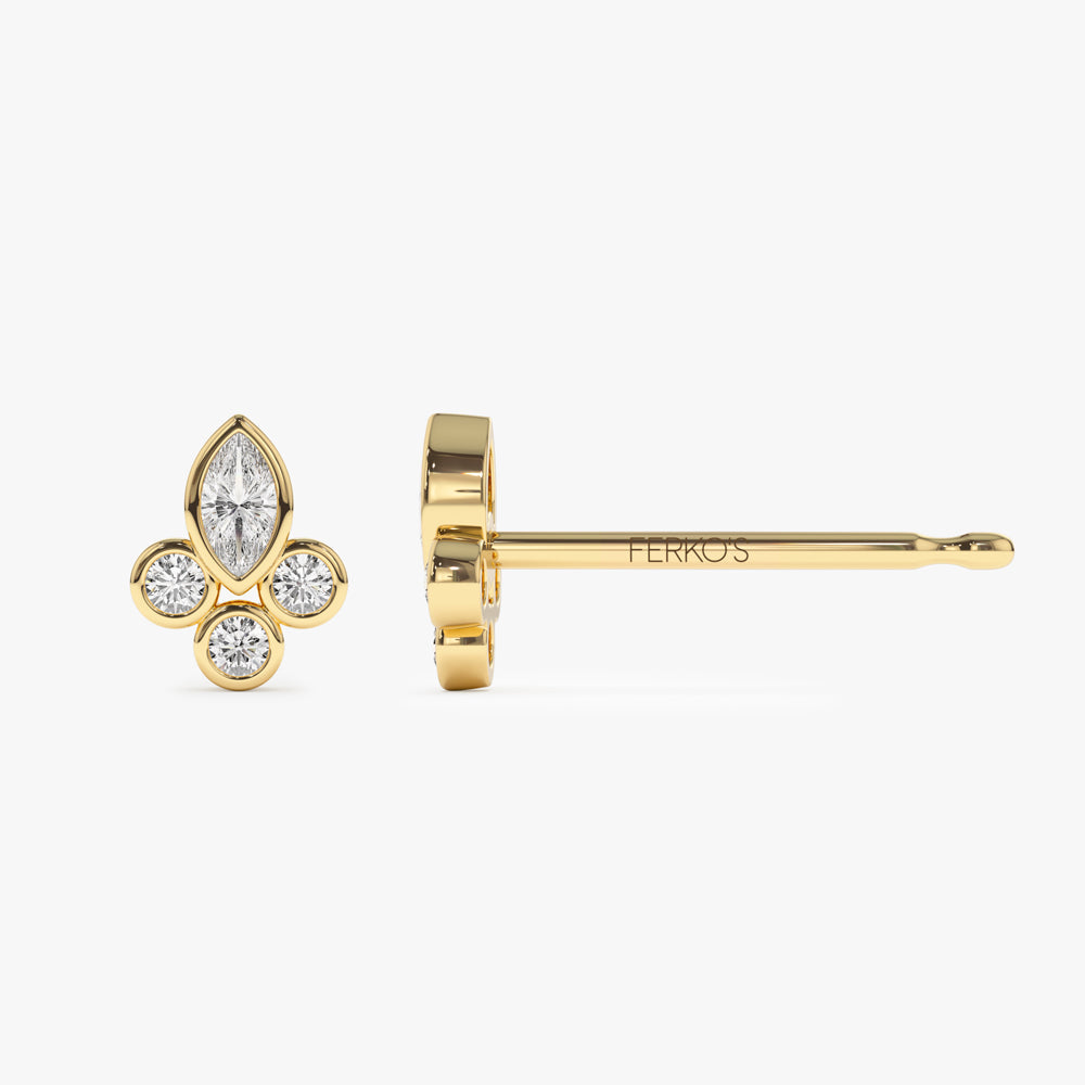 OBFJ0747 - 14k Marquise & Round Diamond Crown Earrings 8