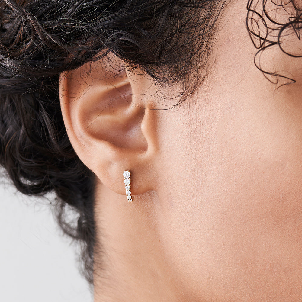 OBFJ0116 - 14k Rose Round Diamond Prong Setting Graduating Stud Earrings 2