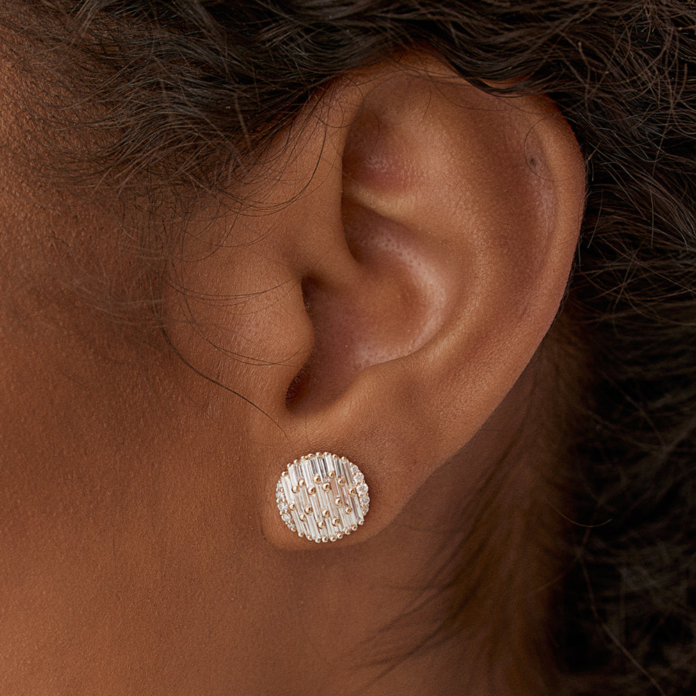 OBFJ1476 - 14kBaguette Diamond Needle Cut Statement Earrings 2