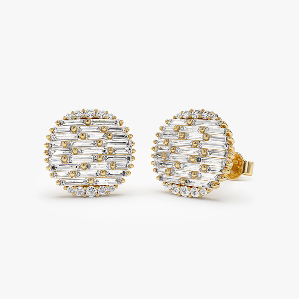 OBFJ1476 - 14kBaguette Diamond Needle Cut Statement Earrings 1