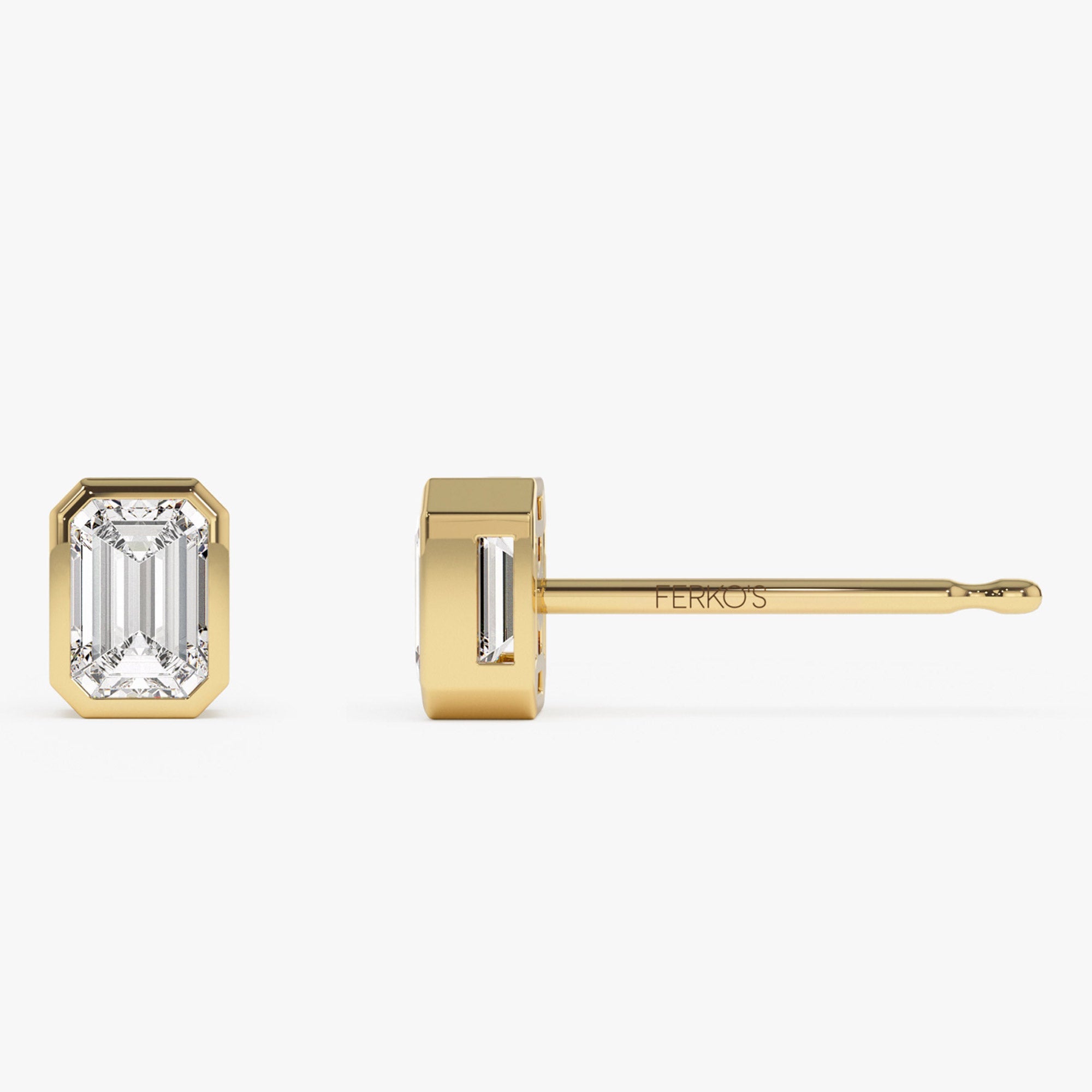 OBFJ1417 - 1.00 ctw 14k Bezel Setting Emerald Cut Lab Grown Diamond Studs - Eliana 8