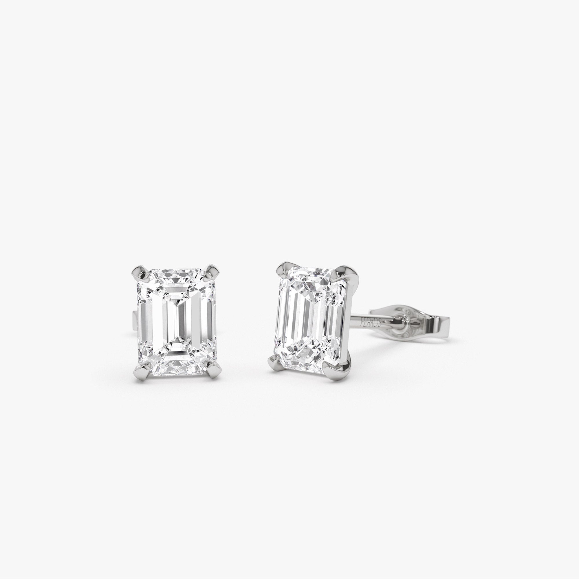 OBFJ1415 - 1.50 ctw 14k Prong Setting Emerald Cut Lab Grown Diamond Studs - Claire 2