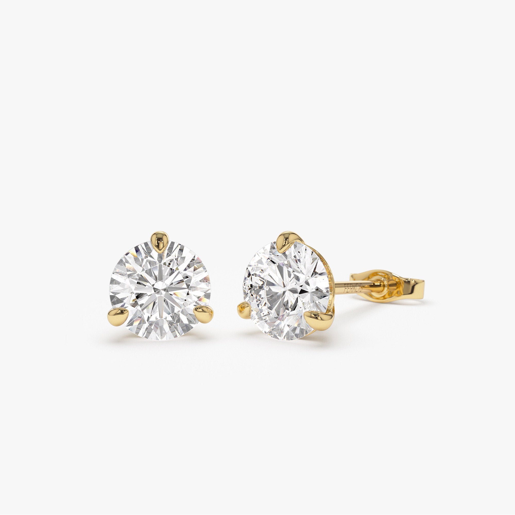 OBFJ1404 - 1.50 ctw 14k Martini Setting Round Lab Grown Diamond Studs - Alice 1