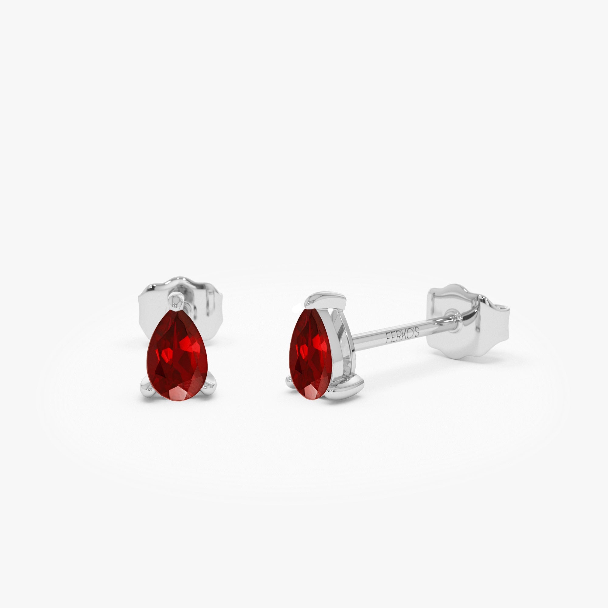OBFJ1047 - 14K Pear Shaped Ruby Stud Earrings 6