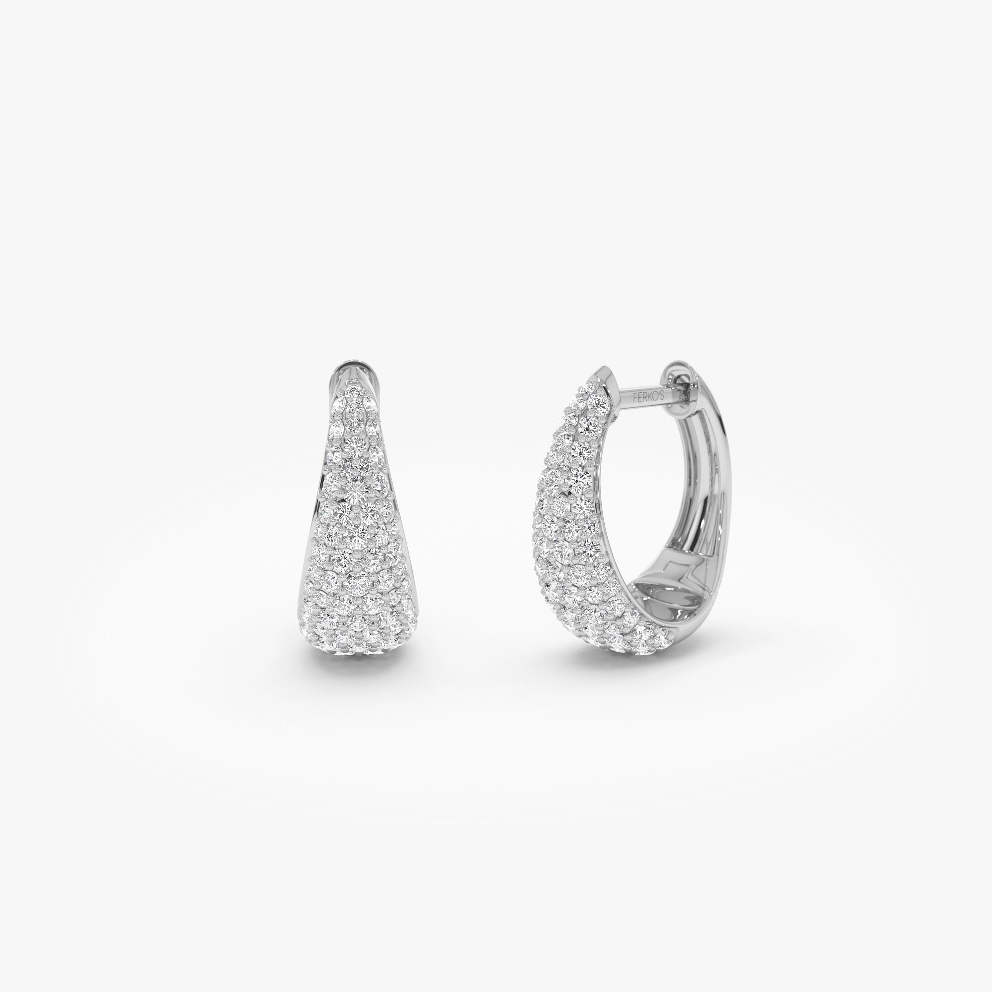 OBFJ1038 - 14K Gold Teardrop Diamond Hoop Earrings 6