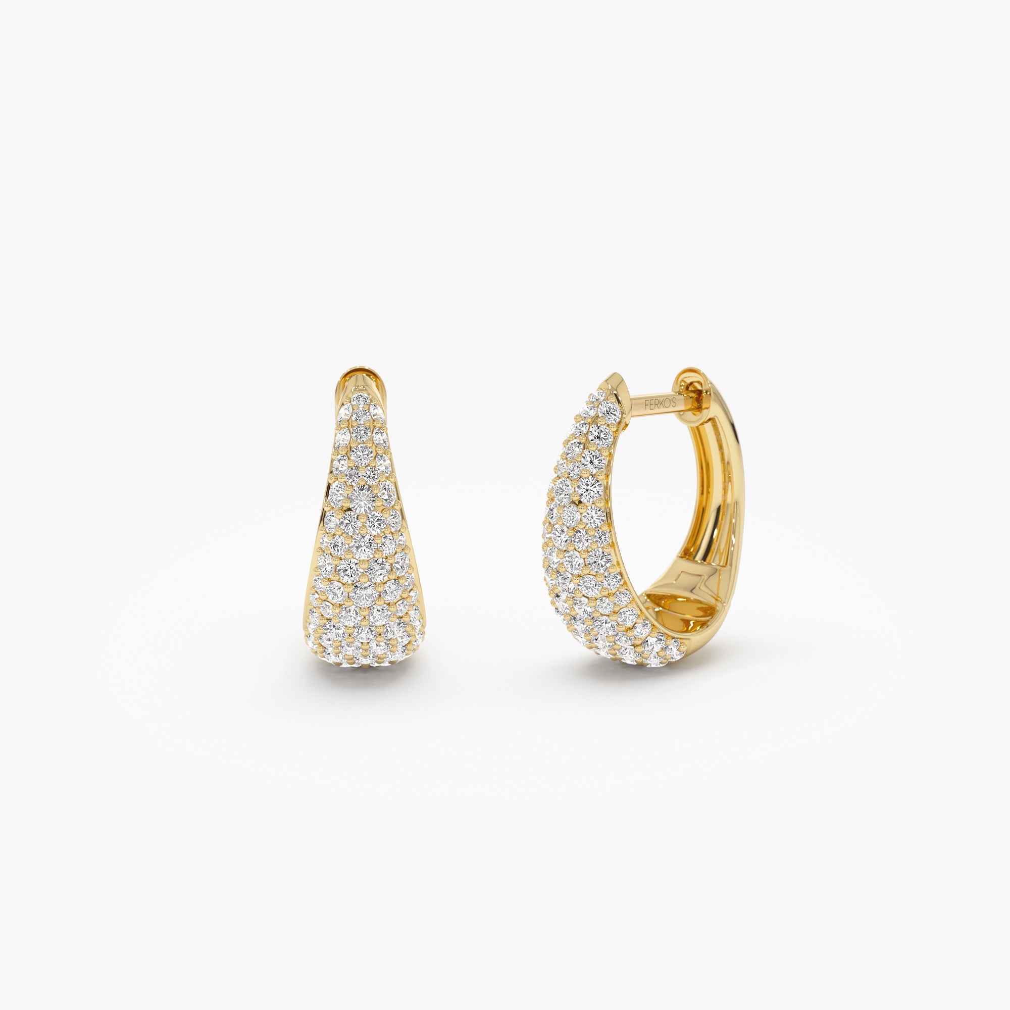 OBFJ1038 - 14K Gold Teardrop Diamond Hoop Earrings 1