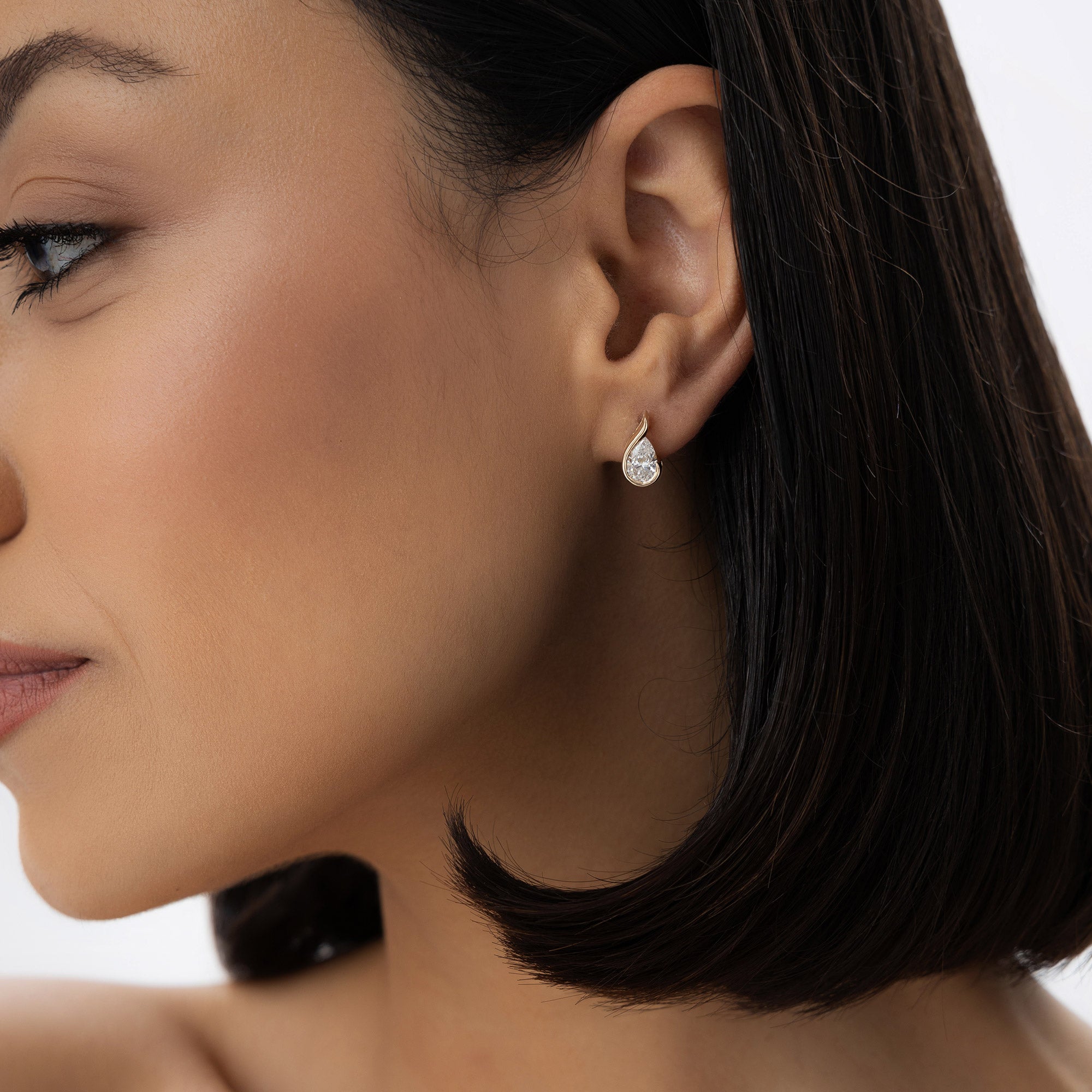 OBFJ0972 - 1.50 ctw 14k Pear Shaped Unique Lab Grown Diamond Studs - Eden 3